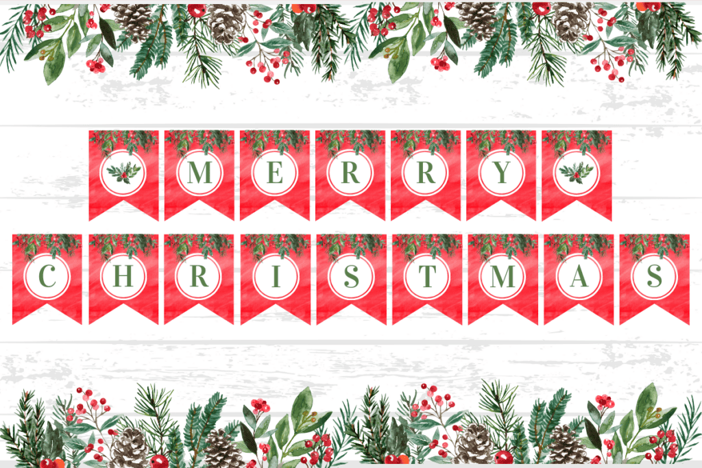 Free Merry Christmas Banner Printables - Prudent Penny Pincher