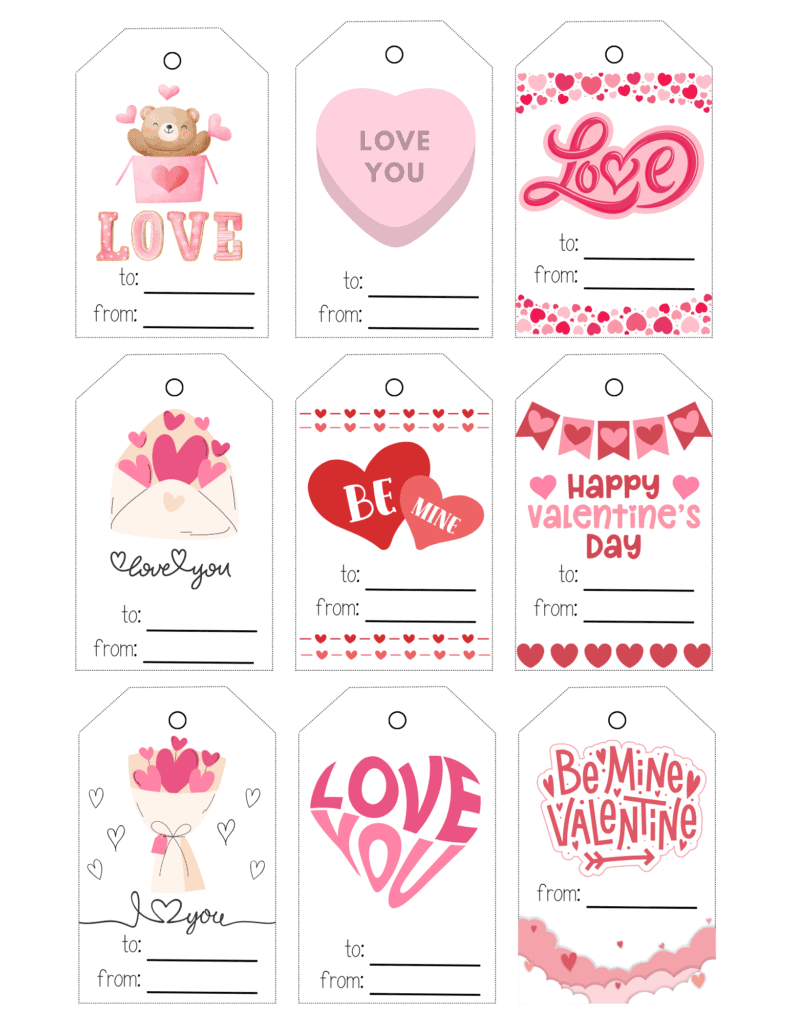 Free Printable Valentine Tags - Prudent Penny Pincher