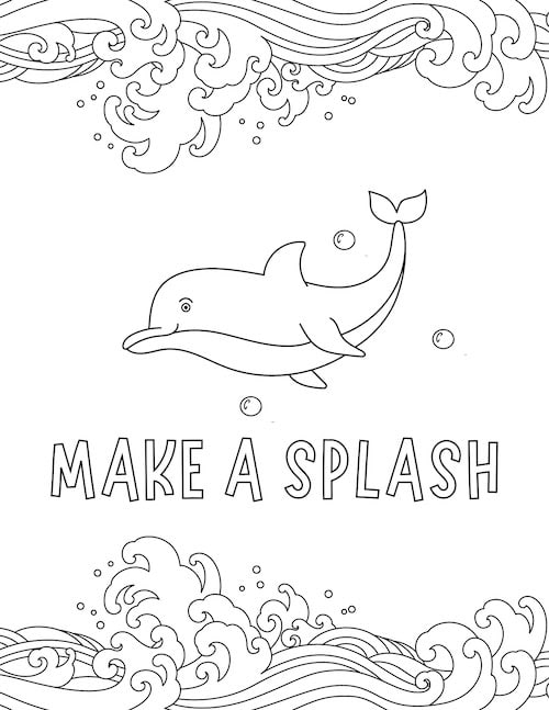 dolphin coloring page with waves