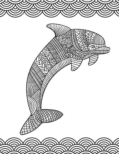 mandala dolphin coloring page
