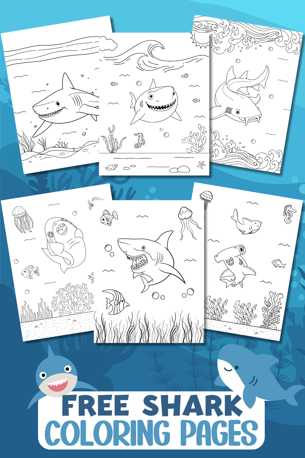 free printable shark coloring pages for kids