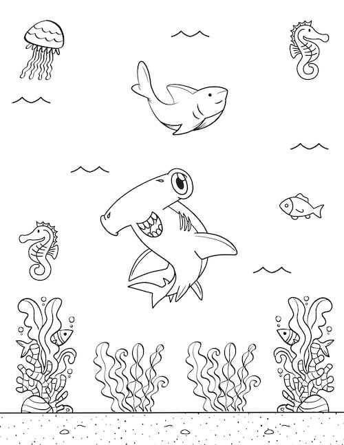 hammerhead shark coloring page