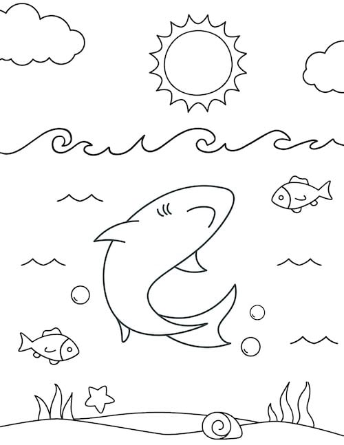 simple shark coloring page