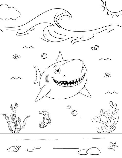 happy shark swimming