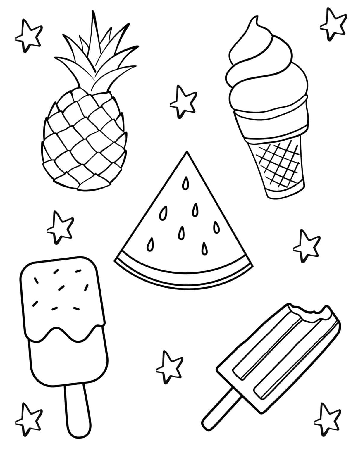 summer fruit coloring page
