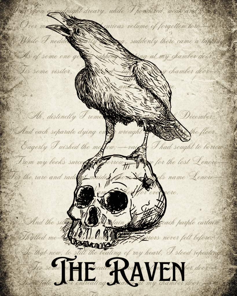 the raven vintage poem print