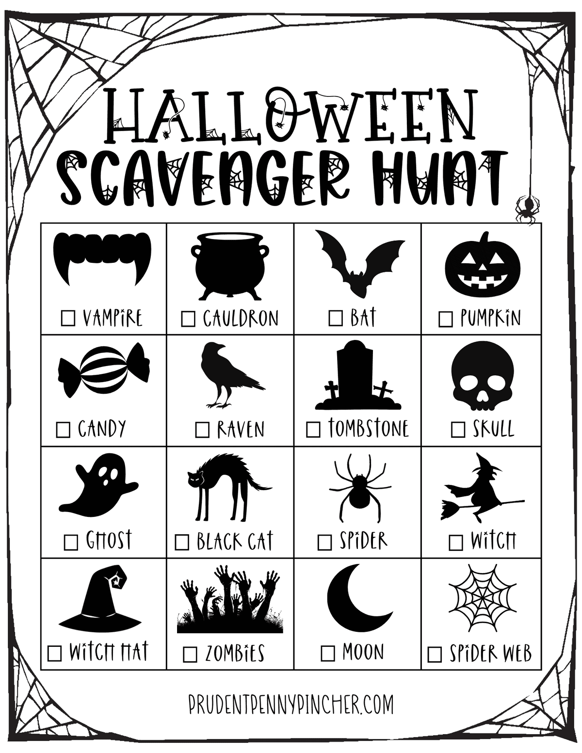 Free Printable Halloween Scavenger Hunt Game