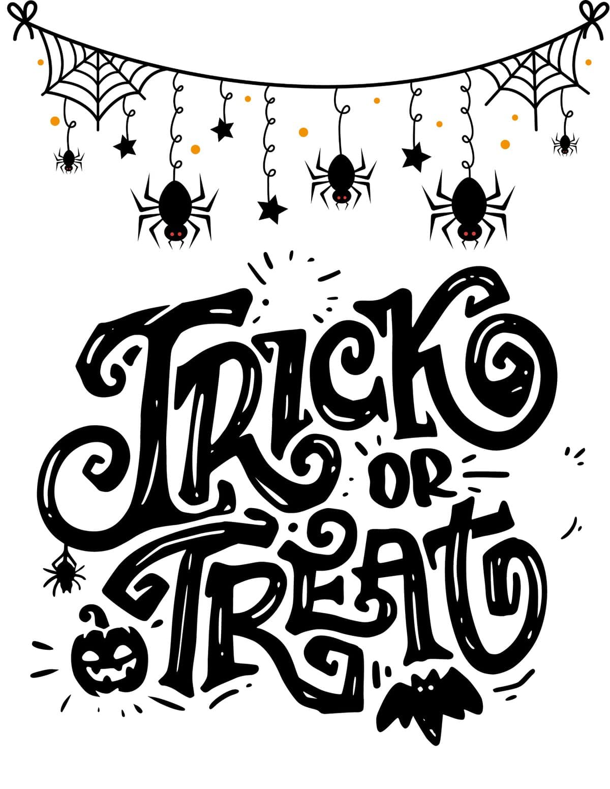 Spooky "Trick or Treat" sign with Spider Webs