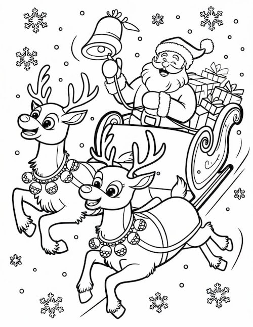 Santa's Sleigh Coloring Page