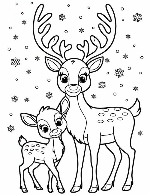 reindeer and its young fawn