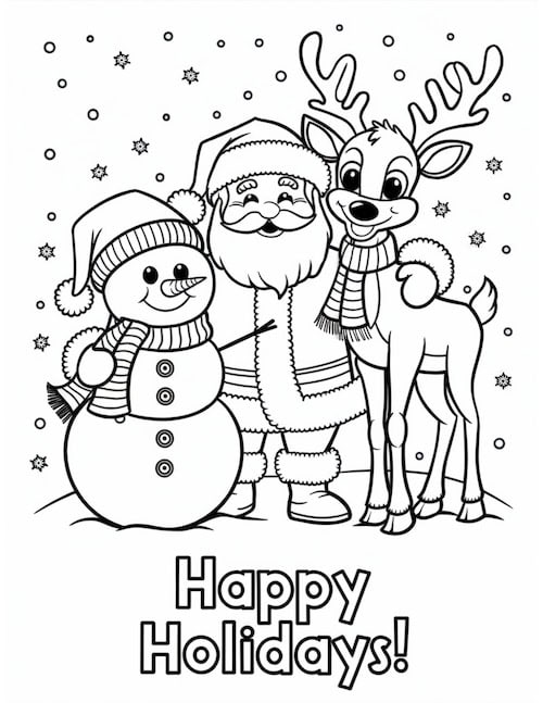 Holiday Friends Coloring Page