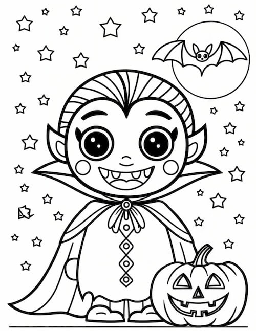 Cute Vampire Costume coloring page