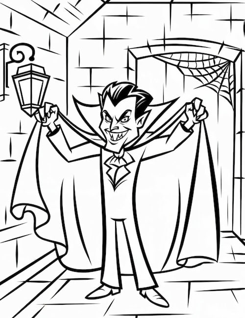 Vampire in a Castle Dungeon Coloring Page