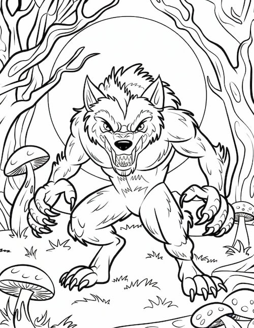 werewolf in a Creepy Forest