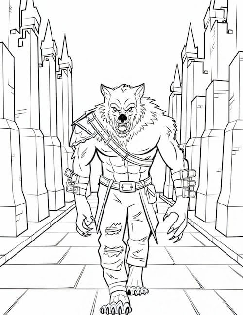 Armored Werewolf Coloring Page