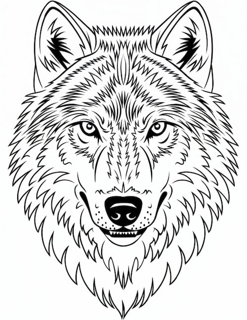 Wolf Face Coloring Page