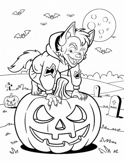 teen werewolf on a pumpkin