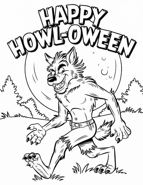 Howl-O-Ween Werewolf Coloring Page