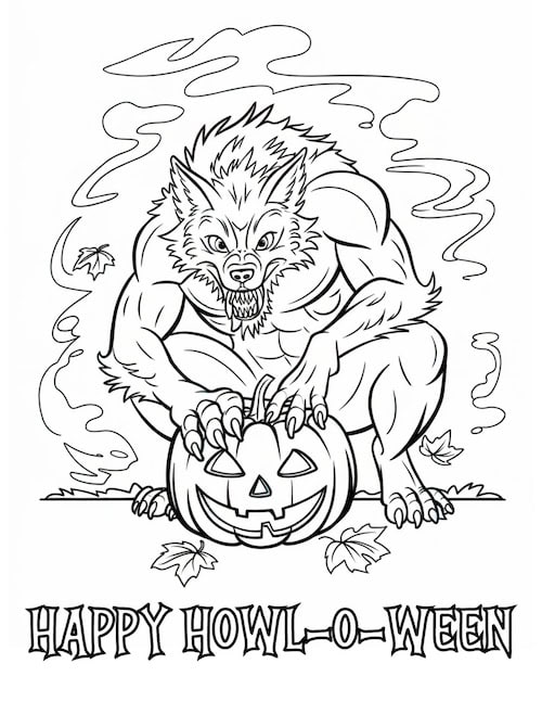 werewolf with Jack-o’-Lantern