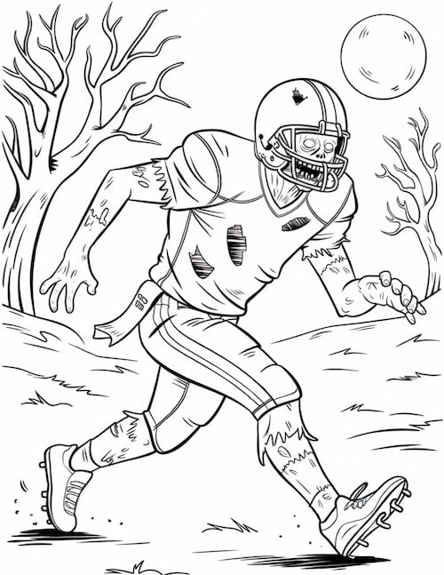 Undead Football Player Coloring Page