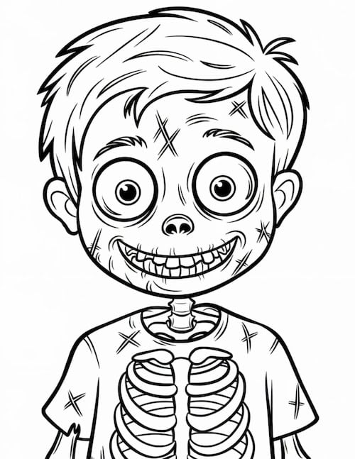 Friendly Zombie Boy Coloring Page