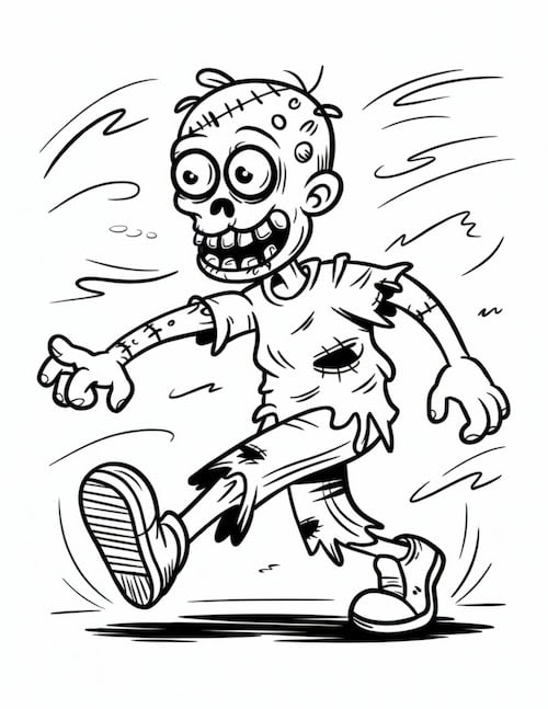 Running Zombie Coloring Page