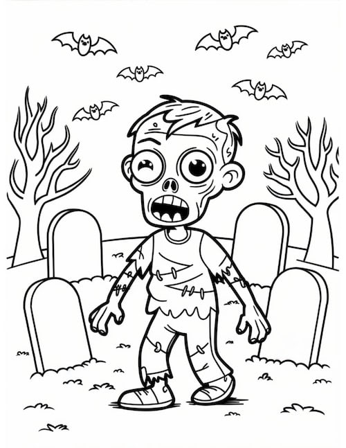 Graveyard Ghoul Coloring Page