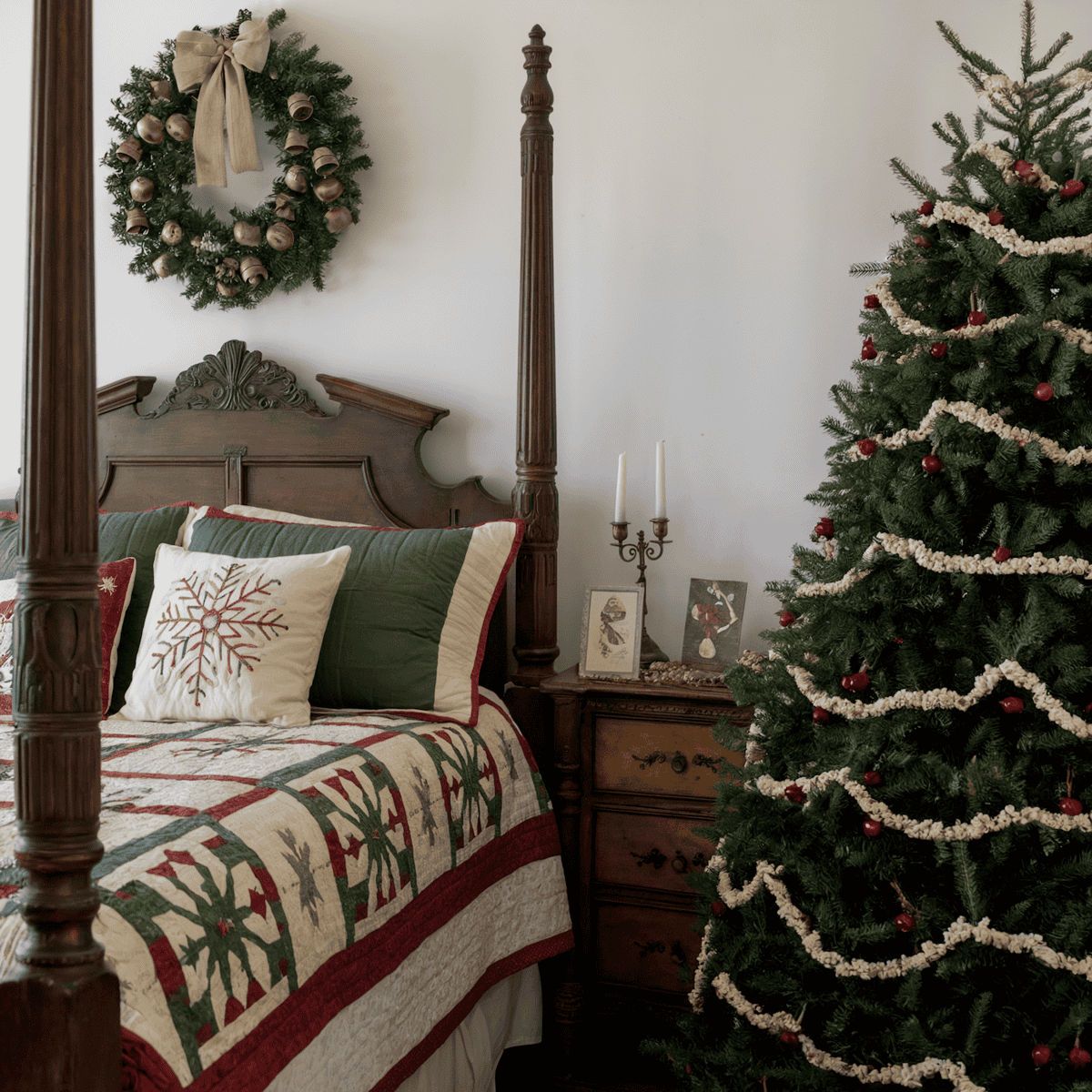 Vintage Holiday Bedroom with Antique Charm