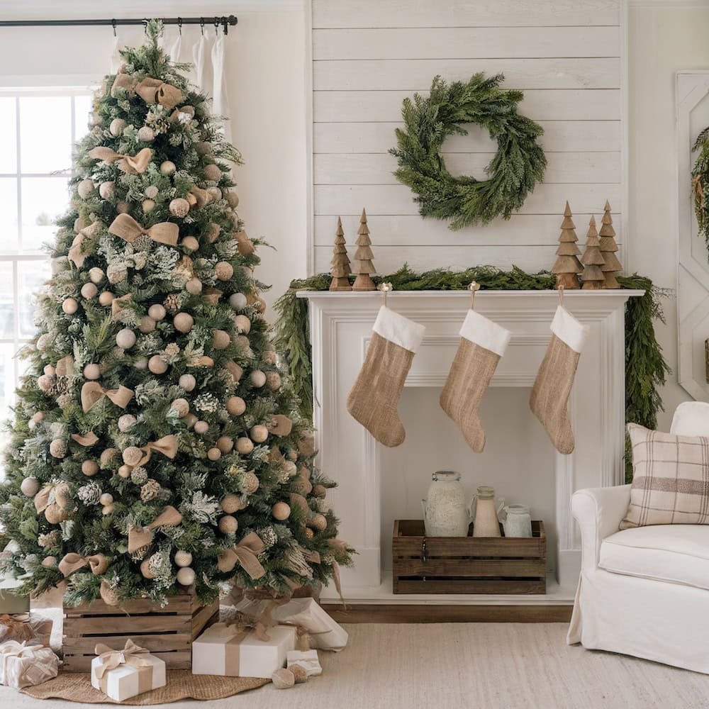 Cozy Farmhouse Christmas Living Room Decor