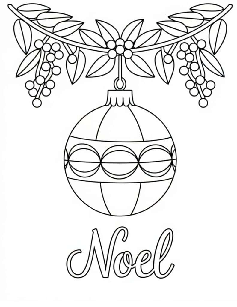 Noel Ornament with Mistletoe