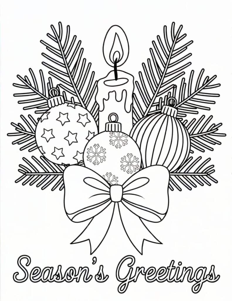 Season's Greetings Candle and Ornaments