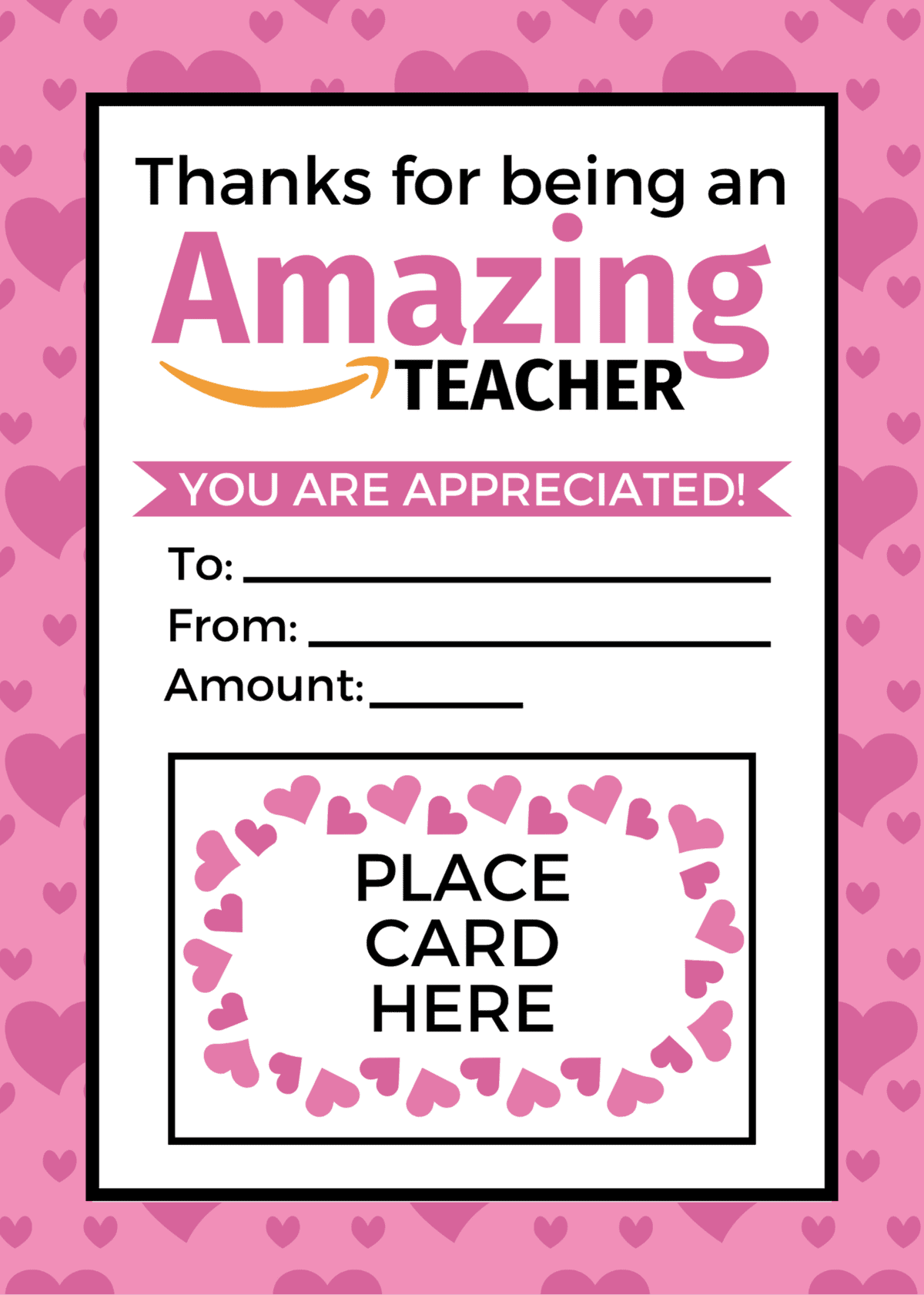 thanks for being an amazing teacher gift card holder