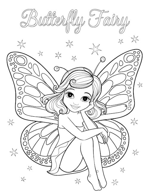  butterfly fairy sitting gracefully.