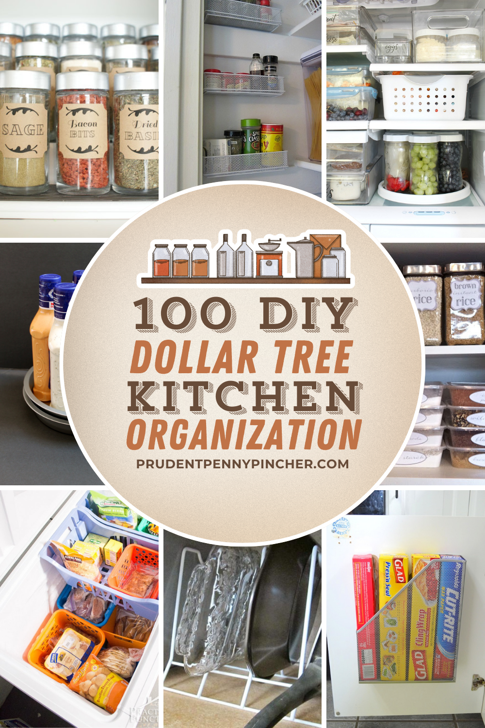 a collection of Dollar Store Kitchen Organization Ideas